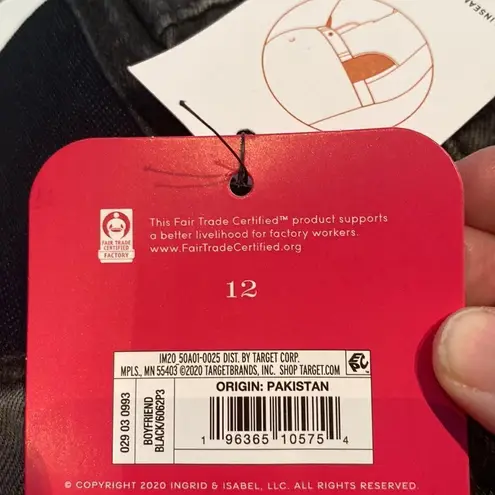 Isabel Maternity Jeans Under Belly Boyfriend Fit Black Wash Size 12 NWT