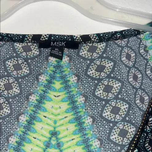 MSK XL Multicolor Sleeveless Geometric Pattern Dress Green