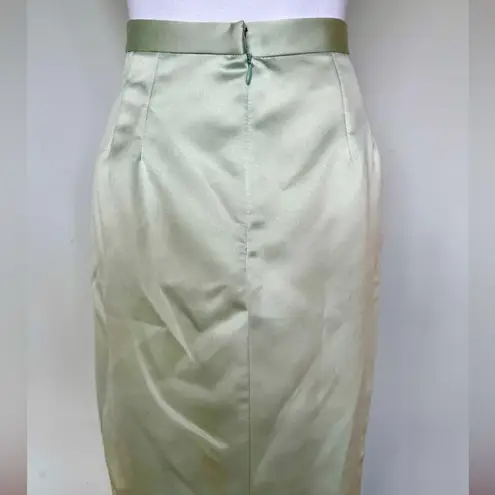 Elegant Vintage Seafoam Satin Maxi Skirt | Size 10 | EUC | Lined Green