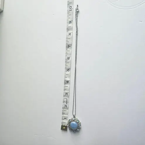 Vintage 1974 Avon Moon Magic Collection necklace silver tone with blue cabochon