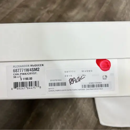 Alexander McQueen  Pink Satin Crystal Cuff Stiletto Sandals