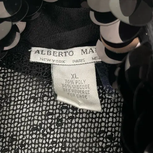 Alberto Makali Women's Black Sequin Asymmetrical Vintage 90s Cardigan Size XL