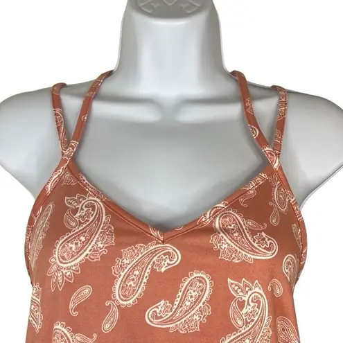 PaperMoon Paisley Print Tank Top Orange Strappy Back Medium Petite NWT Boho