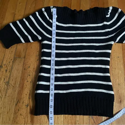 Rebecca Taylor La Vie Black Nad White Striped Pullover Sweater Size Small