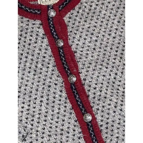 Vintage LL Bean Women's wool Birdseye button up cardigan sweater, USA EUC Brown Size L