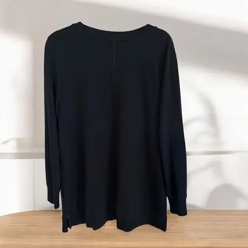 Soft Surroundings Black V Neck Long Sleeve Sweatshirt LARGE