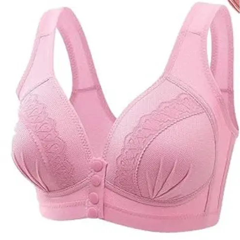 NWT ~ Set/5 Front Snap Button Closure Breathable Skin Friendly Bras ~ Size XL Pink