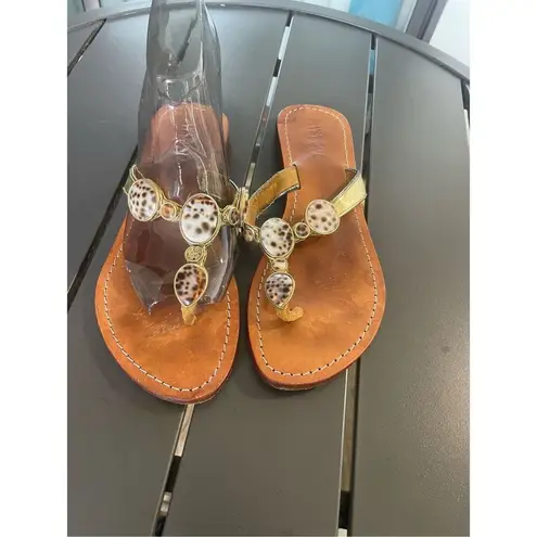 Mystique Thong Sandals Animal Print Brown Size 9