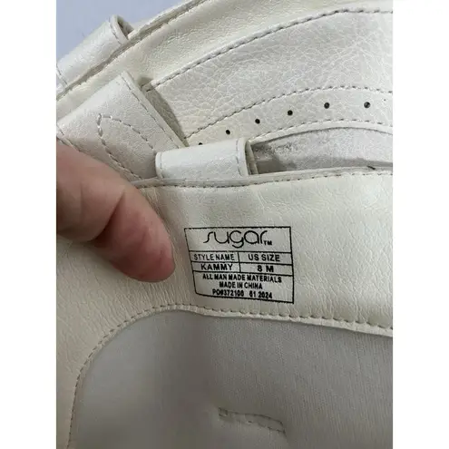 Womans Excellent Condition Sugar Kammy Pullon Knee High Western Boots 8 M Ivory