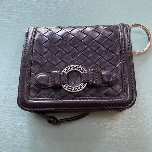 Brighton  brown leather wallet Key ring Silver embellishments Zippered pocket