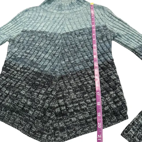 RAVE Y2K 90s Ribbed Mock Neck Bell Sleeve Stripe Sweater Blue Size S