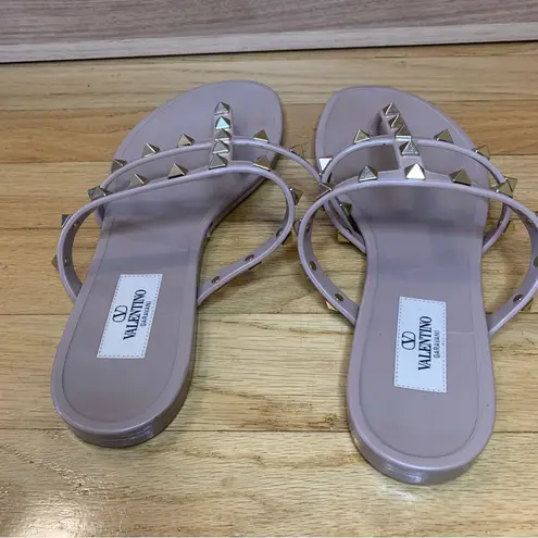 Valentino Garavani Women's Rockstud Flat Rubber Sandals - Size 38 - DAMAGED