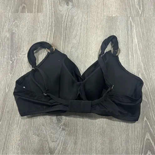 MiracleSuit Underwire Plunge Black Swim Bikini Bra Top Size 38DD