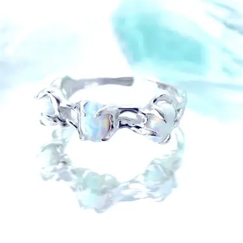 Boutique Opal Ring, Adjustable Ring, 925 Silver Statement Ring, Women