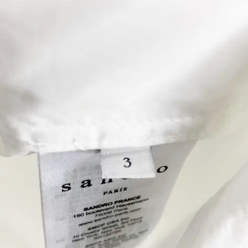 Sandro White Mock Turtle Neck Long Sleeve Lace Blouse