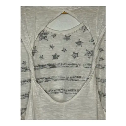 Bcg American Flag Tank Top Patriotic Sleeveless Cutout Back White Women Size XL