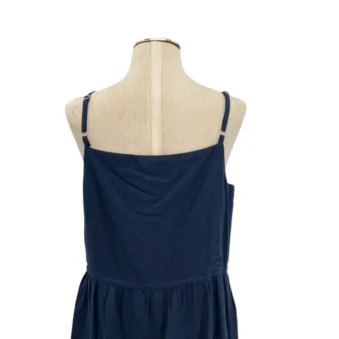 J. McLaughlin Ruth Squareneck Maxi Dress Button Front Linen Navy Blue Medium - Image 10