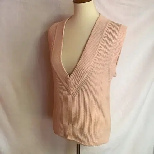 Vintage 80s v neck sweater vest Pink