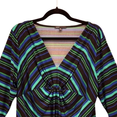 Y2K Tunic Blouse XL Abstract Kaleidoscope Artsy Eclectic Art To Wear Stretch Black