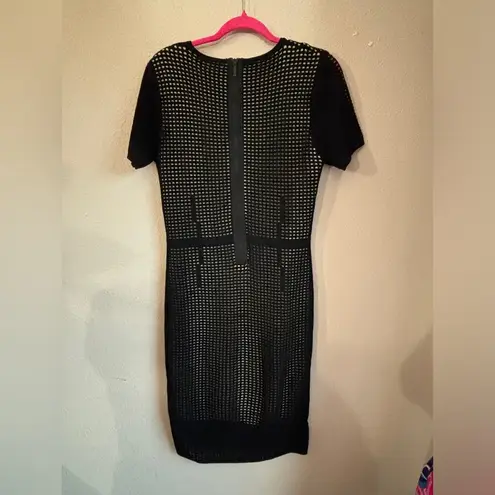 Revolve  John + Jenn Black Perforated Laser Cut Mesh Bodycon Cocktail Dre…