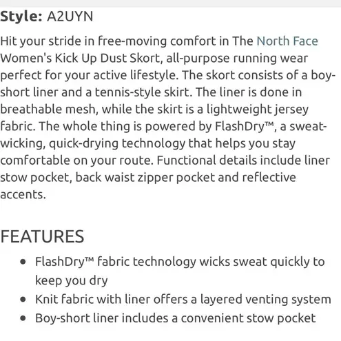 The North Face  Kick Up Dust Running Skort Black Gray Size Large