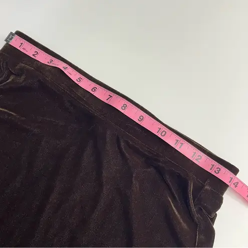 Imperfect vintage velour skirt 90s Y2K chocolate brown stretchy shiny med large