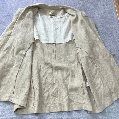 Vintage 90s CPX by Mimi Linen Blazer Women Large Beige One Button Jacket USA Tan