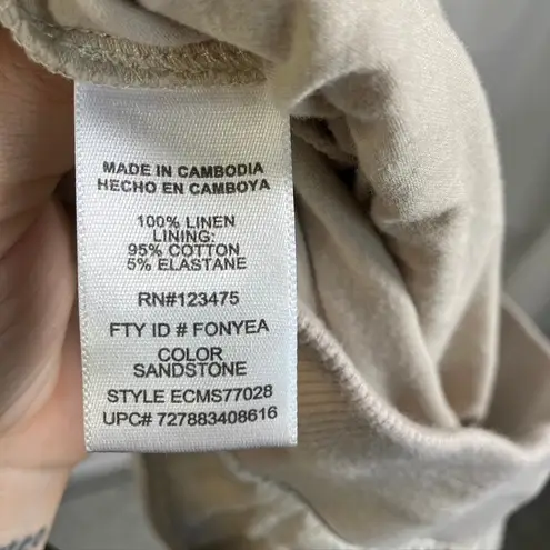 Company Ellen Tracy Linen Blend Skort Beige Drawstring Waist Lined Size S Tan