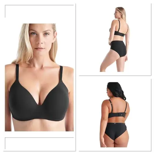 Knix WingWoman Contour Bra Black Size 8 Wireless Molded Foam Cups Side Coverage