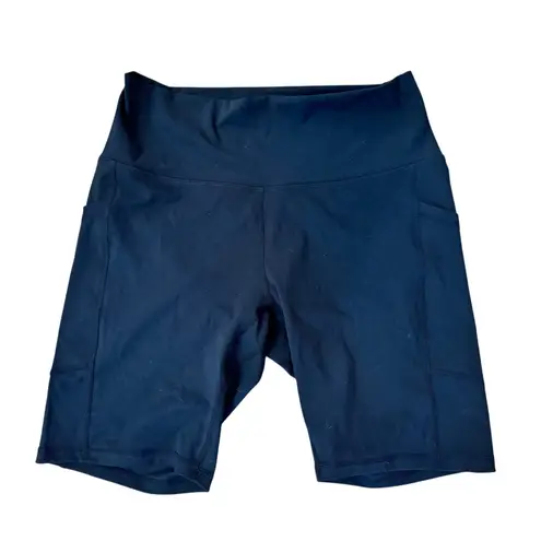 Yunoga XL Black Activewear Biker Shorts High Waist Yoga Workout Pockets