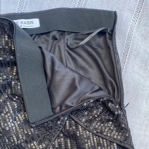 Kate Kasin NWOT Sequin Bodycon Skirt High Waist Knot Front Black