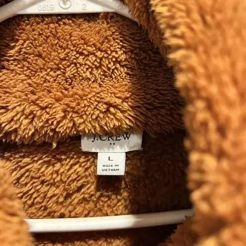 J. Crew Sweater Womens Large Brown Teddy Fleece Sherpa Pullover Pockets Brown
