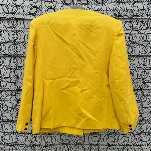 Vintage 90s Sheridan Square Yellow Black Rough Woven Women's Blazer Size 14