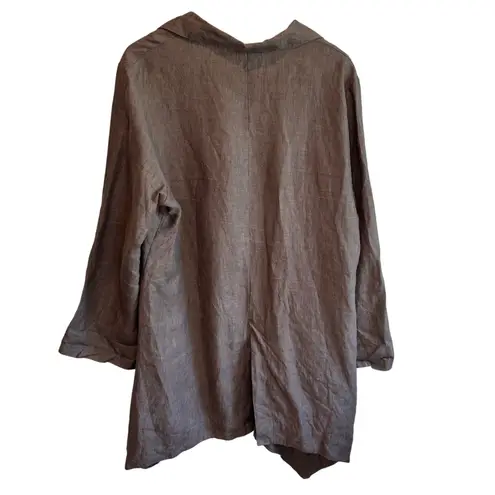 Bryn Walker Gray Linen Long Length One Button Jacket - size Large