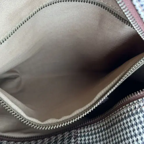 Vintage 1980s Polo Ralph Lauren Glen Plaid Shoulder Overnight Zip Tote Handbag Brown