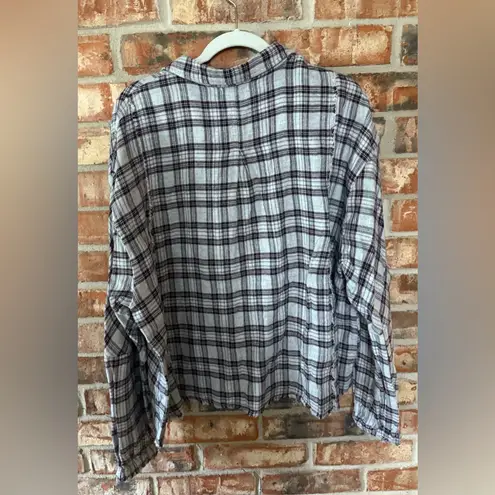 Gilded Intent frayed hem Plaid Button-Up Women’s Top