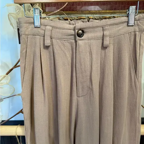 NWT Mable Linen Blend Wide Leg Trouser Style Pants ~ Size Medium 💚🍄 Tan