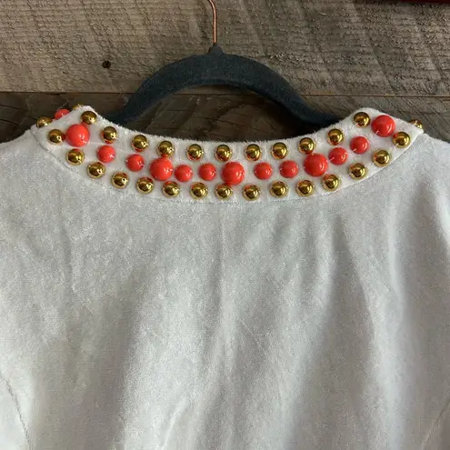 Boston Proper Orange and White Blazer with Embellished. Exclusive of trims