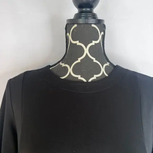 J Jill Black Ponte Bell Cuff LBD Classic Shift Neutral Minimalist Dress Sz Small