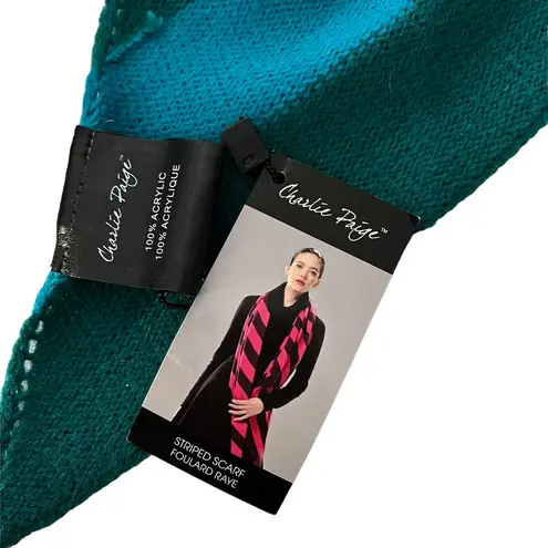 Charlie Paige NWT,  Striped Scarf Foulard Raye, Teal and Green