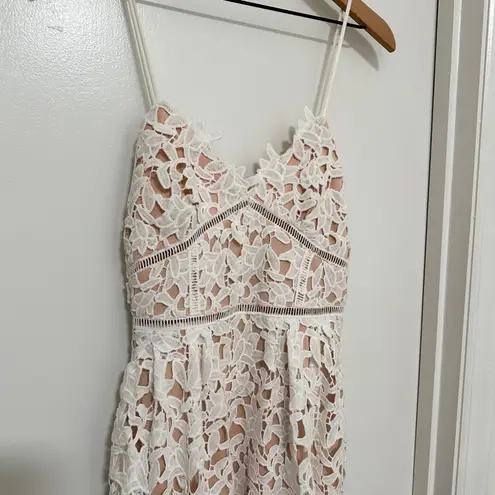 White Lace Cocktail Sleeveless Spaghetti Strap Midi Dress