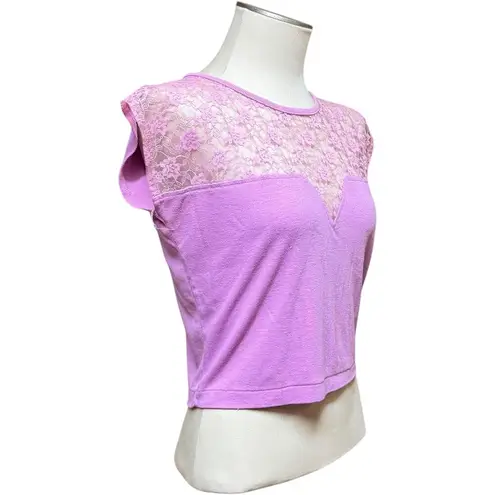 Sheridan Unique Inc. Vintage Lace Crop Top Purple Medium
