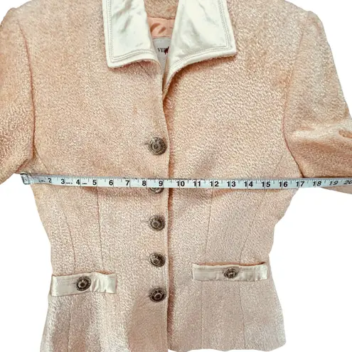 Vertigo Paris Blazer Women M Peach Soft Boucle Wool Blend Buttoned Jacket France