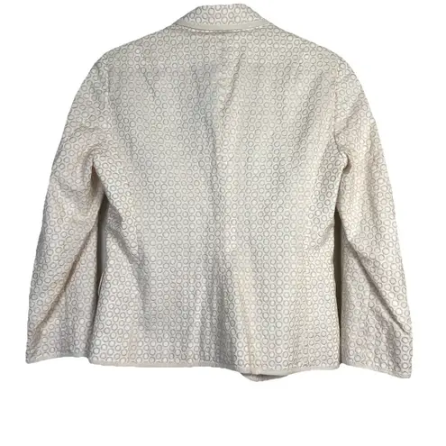 J Crew Schoolboy Eyelet Blazer Women’s Size 6 White Tan Beige Office Preppy