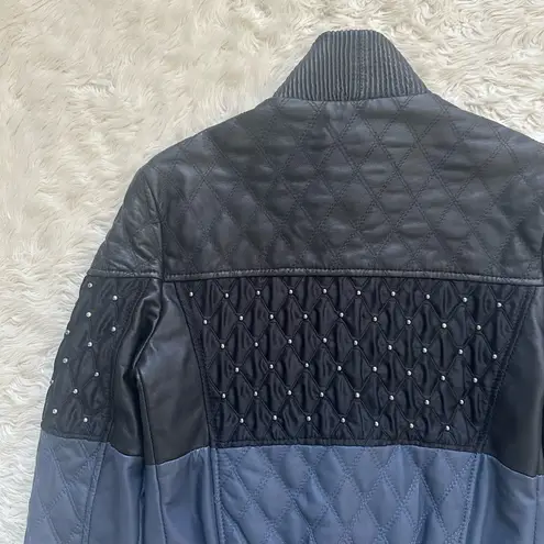 Just Cavalli Roberto Cavalli Leather Jacket Quilted Studded Zip Up IT 40 / US 4