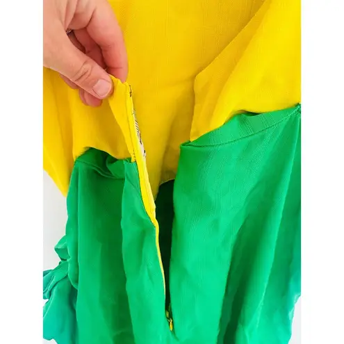 ROSIE ASSOULIN Women's Yellow Green Wrap Sarong Scoop Neck Beach Dress Size 6