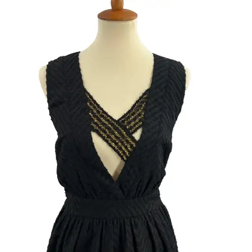 LA Made Black Textured Plunge Neckline Dress Size XS New