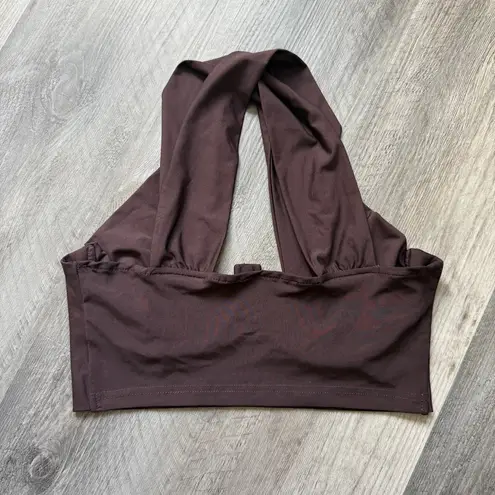 Expreso Brown Club Top Elastic Cross Back Deep Plunge 6