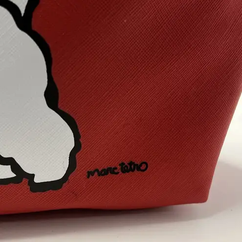 Marc Tetro Red White Black Westie Terrier Dog Striped Lined Clutch Makeup Pouch