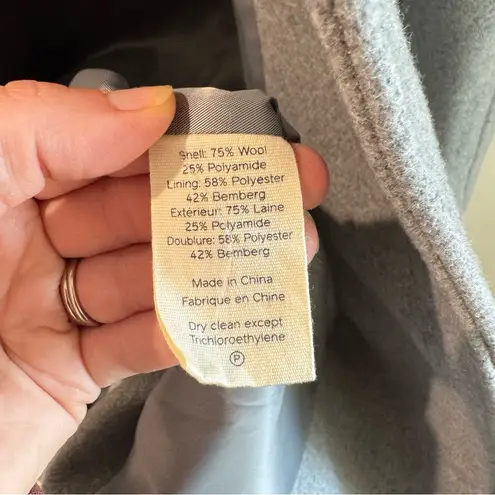 Trademark Almond Collarless Coat Wool Blend Light Grey Size XS Gray